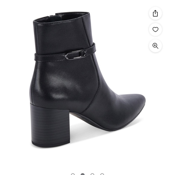 AQUA COLLEGE Womens Black Padded Waterproof Block Heel Zip-Up Leather Booties - Picture 2 of 8